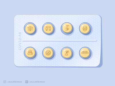 COVID-19 : Medicine awareness blister clean corona coronavirus covid 19 crisis healthcare icon illustration mask medical medication pill quarantine socialdistancing stayhome tablets vector virus