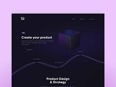 Cube 3d button design onepage page stats ui website