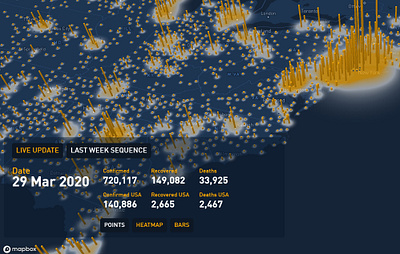 Heatmap Live Update - Bars bar charts barchart barchart 3d bars chart design chart types data analysis data mining data vis data visualisation data visualization data visulization data viz dataviz geographic heatmap interactions interactive map interactive video maps