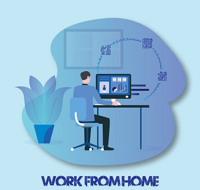 Illustration - For a website homepage . design illustration stay safe stayhome ui ux vector website design work from home