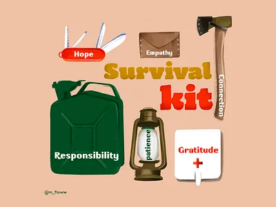 Survival kit aarhus corona covid19 denmark gratitude health hope illustrator lettering mental patience stayhome survival