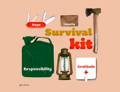 Survival kit aarhus corona covid19 denmark gratitude health hope illustrator lettering mental patience stayhome survival