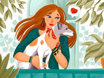 Unconditional Love Illustration animal illustration animal lover animals character design design studio digital art digital illustration digital painting dog dog illustration doggy graphic design illustration illustration art illustrations illustrator love pet woman illustration