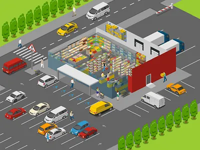Supermarket Inside 2.5d free illustration isometric template