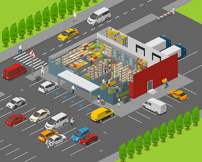Supermarket Inside 2.5d free illustration isometric template