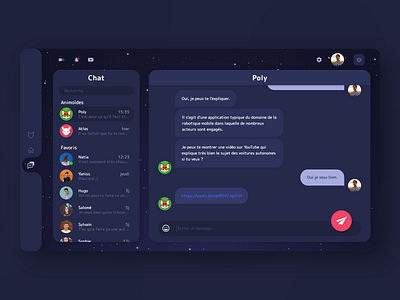 Dark mode : chatbot artificial intelligence chat chatbot clean coding dark mode dark ui dashboad dataviz education education app fox illustration iot kid raccoon space ui ux vector