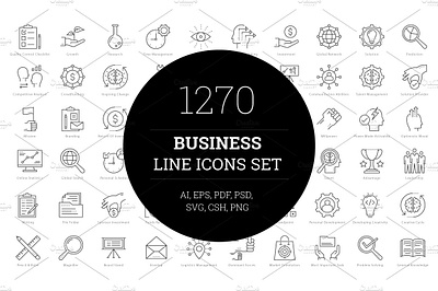 1270 Business Line Icons branding business dashboard design flat icons graphic design icon icons icons design line startup icon