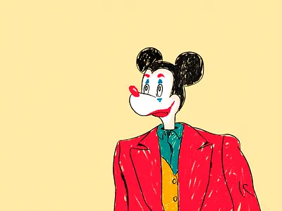 MICK JOKER batman character comics contrast design disney illustration joaquin phoenix joker joker movie mickey mickey mouse
