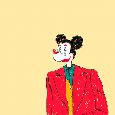 MICK JOKER batman character comics contrast design disney illustration joaquin phoenix joker joker movie mickey mickey mouse