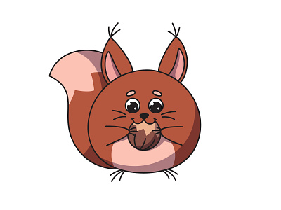 Cute squirrell with hazelnut adobe illustrator adobeillustrator adorable animal cartoon cartoon character character cute illustrator squirrel vector