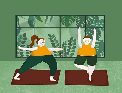 Illustration. Yoga Lovers. character design flat illustration illustration design illustrations illustrator leaves natural noise vector vector art yoga