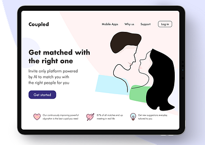 Coupled concept dating app datingapp illustration landing page ui webdesign website