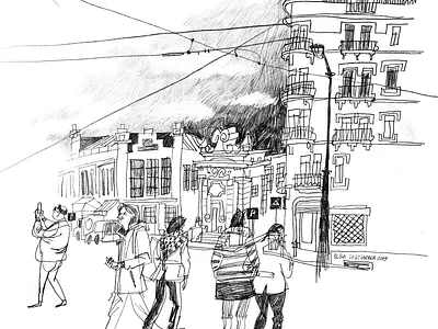 Lisboa scketch cityscape drawing illustration pencil scketch
