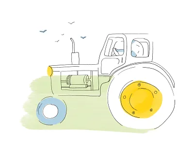 Tractor Driver on Farm birds drawing drawing style farm farming hand drawn illustration ipad pro minimal procreate procreate app tractor travel womenofillustration womenwhodraw
