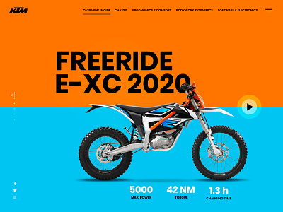 KTM Motorbike Landing Page bike black blue clean color contrast design electricbike flat ktm landing page motorbike orange single page single product uidesign white