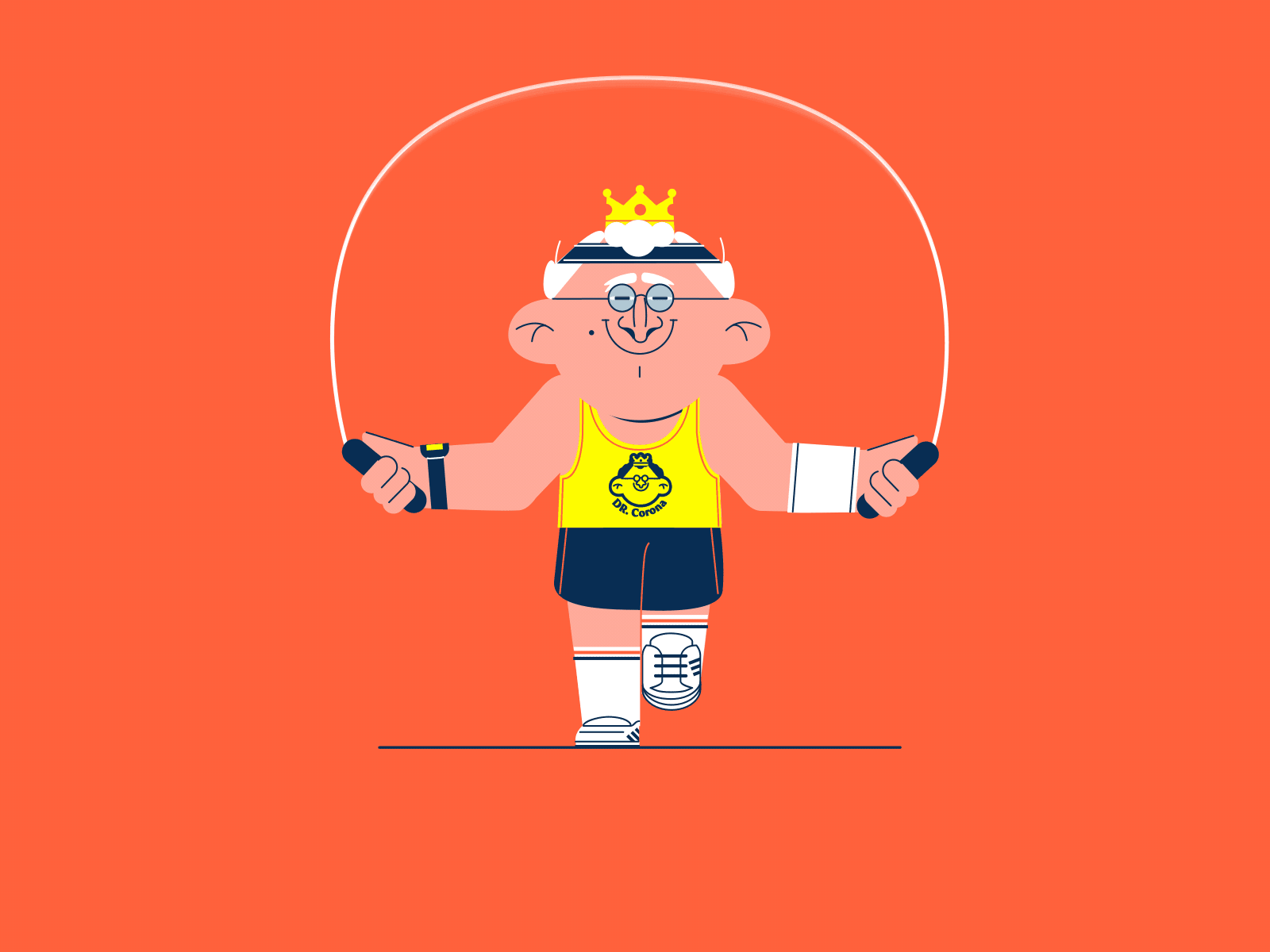 Dr. Corona's Workouts - ROPE 2d animation animation athletic character corona covid19 exercise illustration motion design rope ropes stayhome workouts