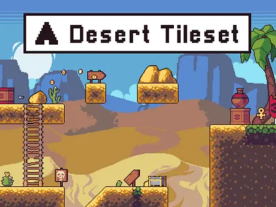 Desert Game Tileset Pixel Art 2d fantasy game game assets game design gamedev indie game pixel art pixelart platformer