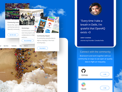 OpenAQ | Case Study air air quality blue design digital landing landingpage major minimal mobile open data redesign responsive studio tablet uxui website white