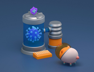 Piggies & Virus 3 3d art blender character design drawing illustration laboratory pig virus