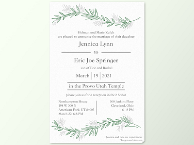 Wedding Invite leaves paper wedding invite