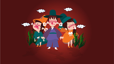 Korean Kids characterdesign characters graphicdesign illustraion kids korea koreankids seaweed vector