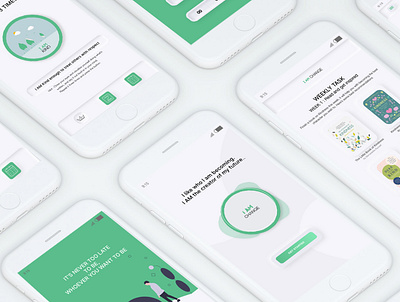 I AM CHANGE animation app change flat green minimal motivation neomorphism ui design ux design