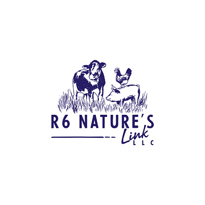 6R Nature's Link 99designs adobe illustrator agricultural agriculture logo animals chicken classic cock cow farm graphic hand drawn illustration logo meat nature pig sketch vector