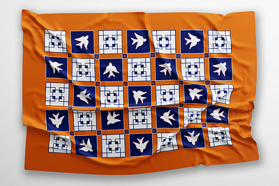 scarf pattern design bird bird illustration blue contrast design drawing fabric geometric illustration orange pattern pattern a day pattern art pattern design scarf squares vector