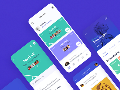 Sport Mobile App UI Screens app blue branding clean design design idean illustration interaction interface sketch sport ui ui screens user interface ux