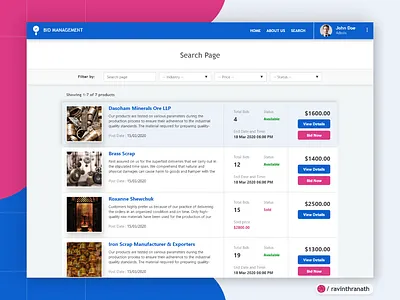 Auction/Bid Management Application app auction auction management auctions bid bidding creative dailyui design interface landing ravidelixan website