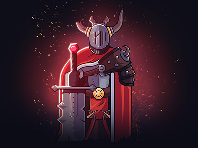 Chaos knight - swordsman 2d art chaos character character design design epic fantasy flat horns illustration illustrator knight photoshop sword swordsman warrior