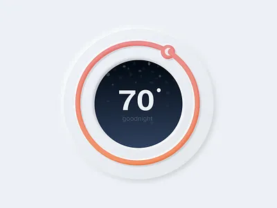 Soft UI Thermostat accessibility accessible adobexd blue climate control coral design minimal navy neumorphism night orange soft ui stars temperature thermostat ui ux white