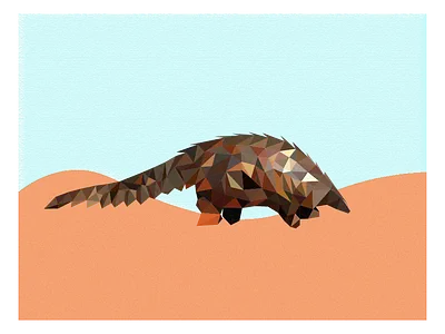 Pangolin in the Desert desert grains illustration lowpoly lowpolyart pangolin