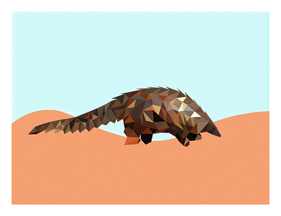 Pangolin in the Desert desert grains illustration lowpoly lowpolyart pangolin