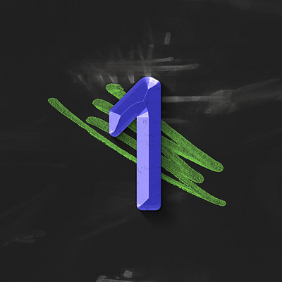 Number 1 36daysoftype07 3d abstract design geometry illustration minimal shape typography