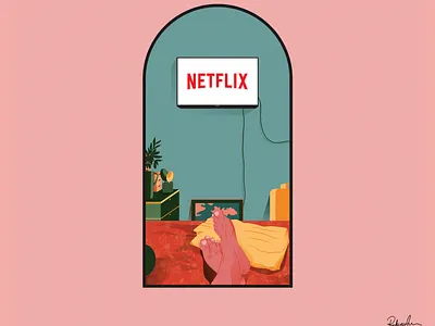 Quarantine_Friends_Netflix activities browsing buy cartoon communication coronavirus covid 19 enjoying life illustration lazy time lockdown mobile movie netflix quarantine