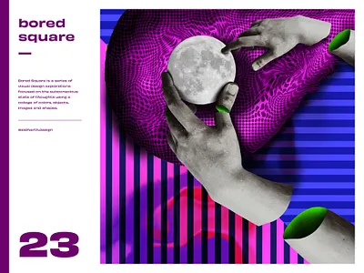 Bored Square 23 abstract artwork collage design digital graphic hands lines moon moonlight procreate space spaced touch