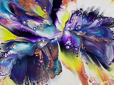 (336) Flower dip on Hexagon wood panel - Acrylic painting - Flui acrylic acrylic paint art design fluid art paintings pouring tutorial