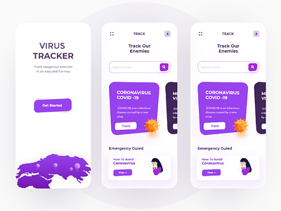 Virus tracker adobe xd app design covid19 design doctor illustration light medical mobile app ui uiux user experience user interface