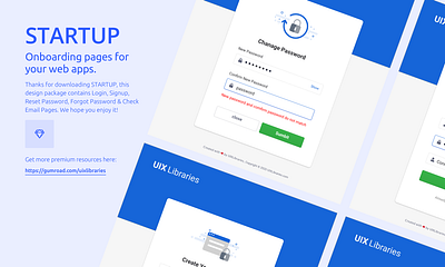 STARTUP - On-boarding Pages for Your Web Apps change password confirm email page create account forgot password forgot password ui free download freebies login account onboarding illustration onboarding screens onboarding ui reset password sign in page signup signup page