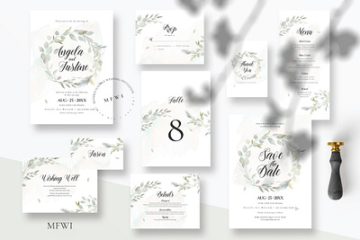 Modern Foliage Wedding Invitation anniversary bride card design diy feminine floral greeting groom invite leaf leaves minimal minimalist printtemplate watercolor wedding wedding card wedding invitation wedding invite