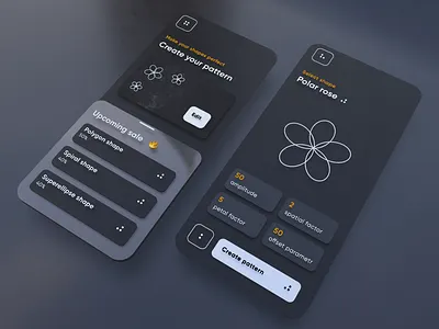 Pattern App 3d app application card dark darkmode design flower interface pattern render ui user experience user interface ux vectory