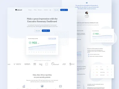 Feature page concept for UpGuard blue brand identity clean ui cyber security cybersecurity feature page features figna light minimal minimalism minimalismus open sans recoleta saas saas landing page sales software website webdesign webflow