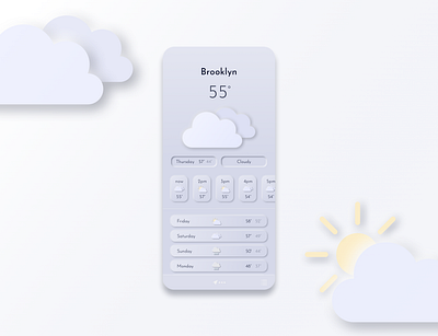 Neomorphic Weather App - Daily UI 37 app clean ui daily ui dailyui design design challenge minimal neomorphism ui ui design uidesign uiux weather app