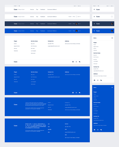 Navigation components explorations footer kit menu navigation bar website