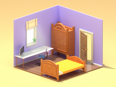 Isometric bedroom 3d 3d art bedroom cinema4d dribbble isometric isometric art isometric design isometric illustration isometry material model office room