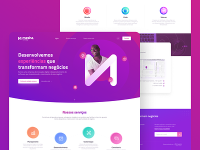 Landing Page Mesha design figma figma design gradient illustration illustrator landing page lightroom photoshop software design ui user experience user interface ux vector web