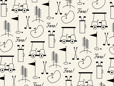 Fore! Golf Pattern golf golf ball golf cart golf club golf icons golfing icon set pattern design sports sports design sports pattern