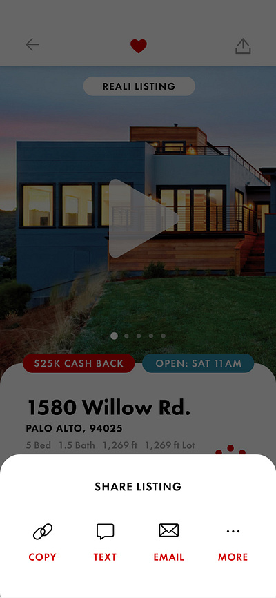 Share Listing Action Sheet action sheet copy url custom menu email overlay product design share share menu text ui ux