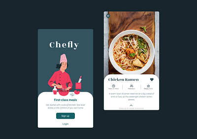 Chefly - recipe app concept cooking app illustration minimalism mobile app mobile design mobile ui recipe app simple ui